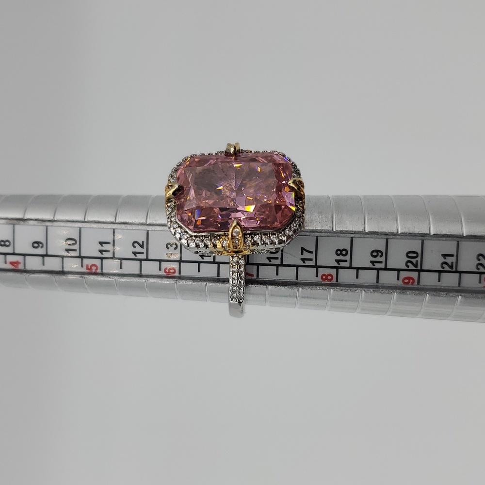 15CTW+ High Carbon Crushed Ice Radiant Lab Sapphire High Quality Czs S925 Ring - Picture 16 of 17